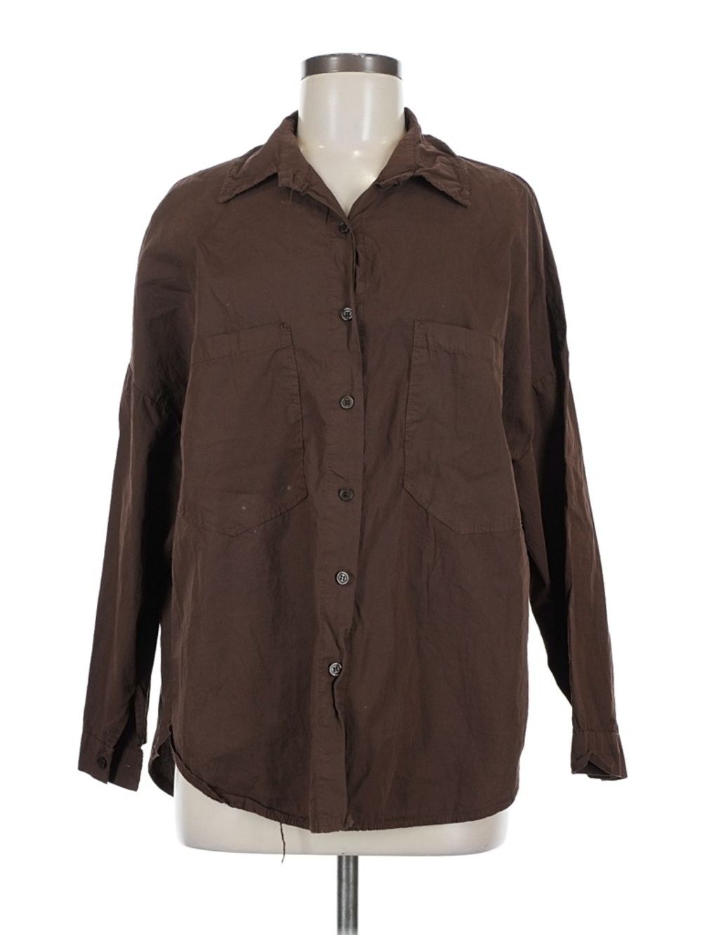 Made in Italy Brown Shirt with Accent Stitching